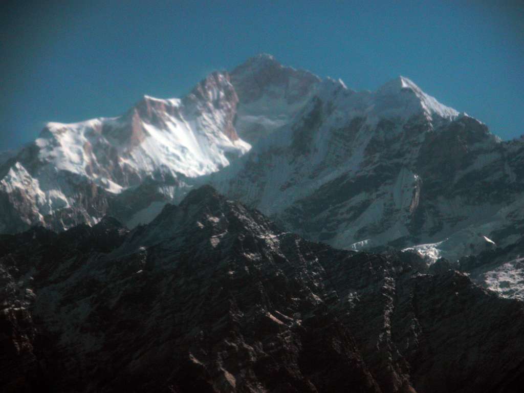 Annapurna 15 02 Manaslu Southwest Face On Flight From Hongde To Pokhara On the flight from Hongde to Pokhara, I had another good view of the southwest face of Manaslu. Just 20 minutes after taking off from Hongde, we landed in hot Pokhara at 9:10.